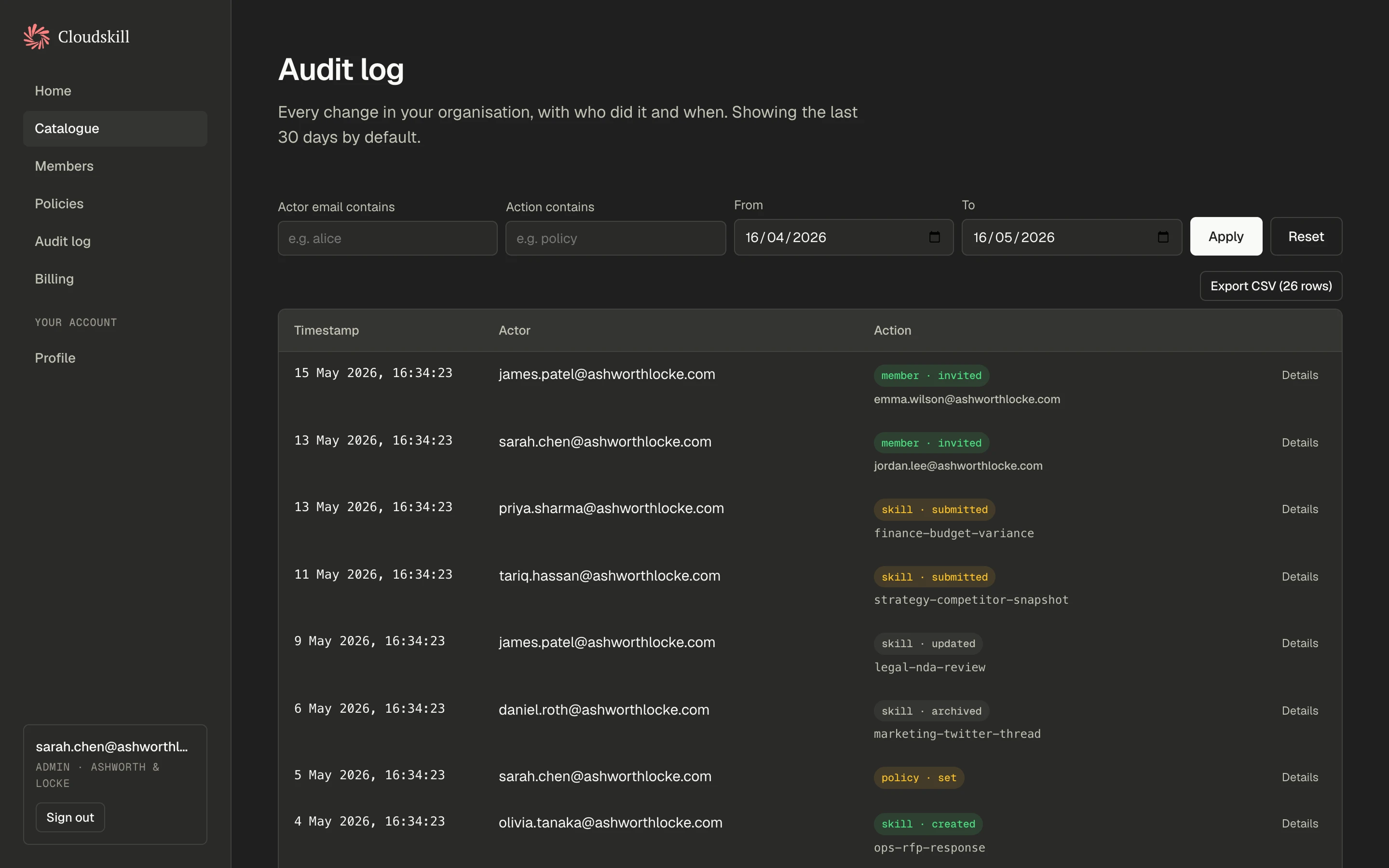 Audit log
